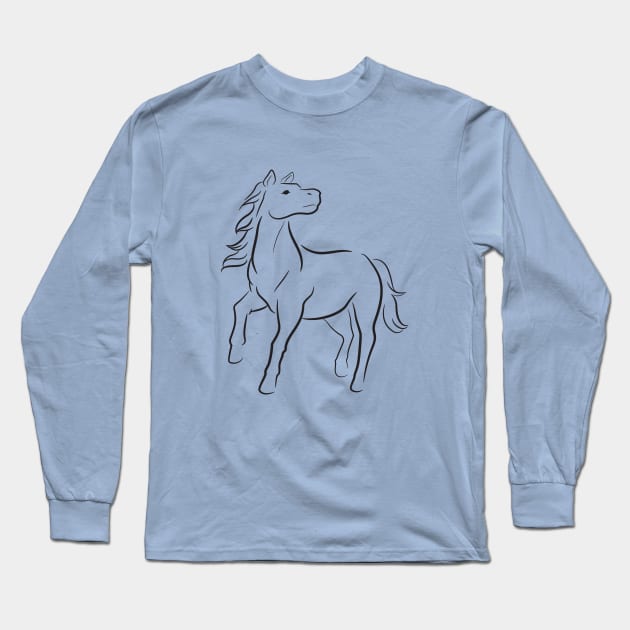 Girl Horse Shirt Pony Riding Rider Girls Women Long Sleeve T-Shirt by ELFEINHALB